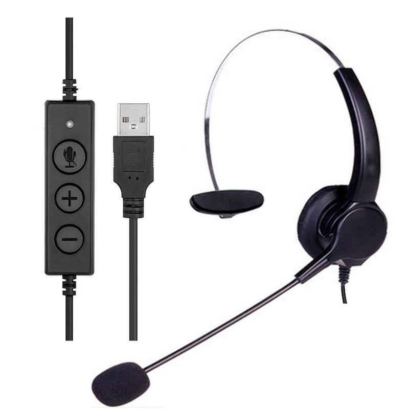TelPal Corded Noise Cancelling Monaural Headset with USB Headset Adapter as Office PC Headset for Computer/PC/Laptop Use Only - Image 2